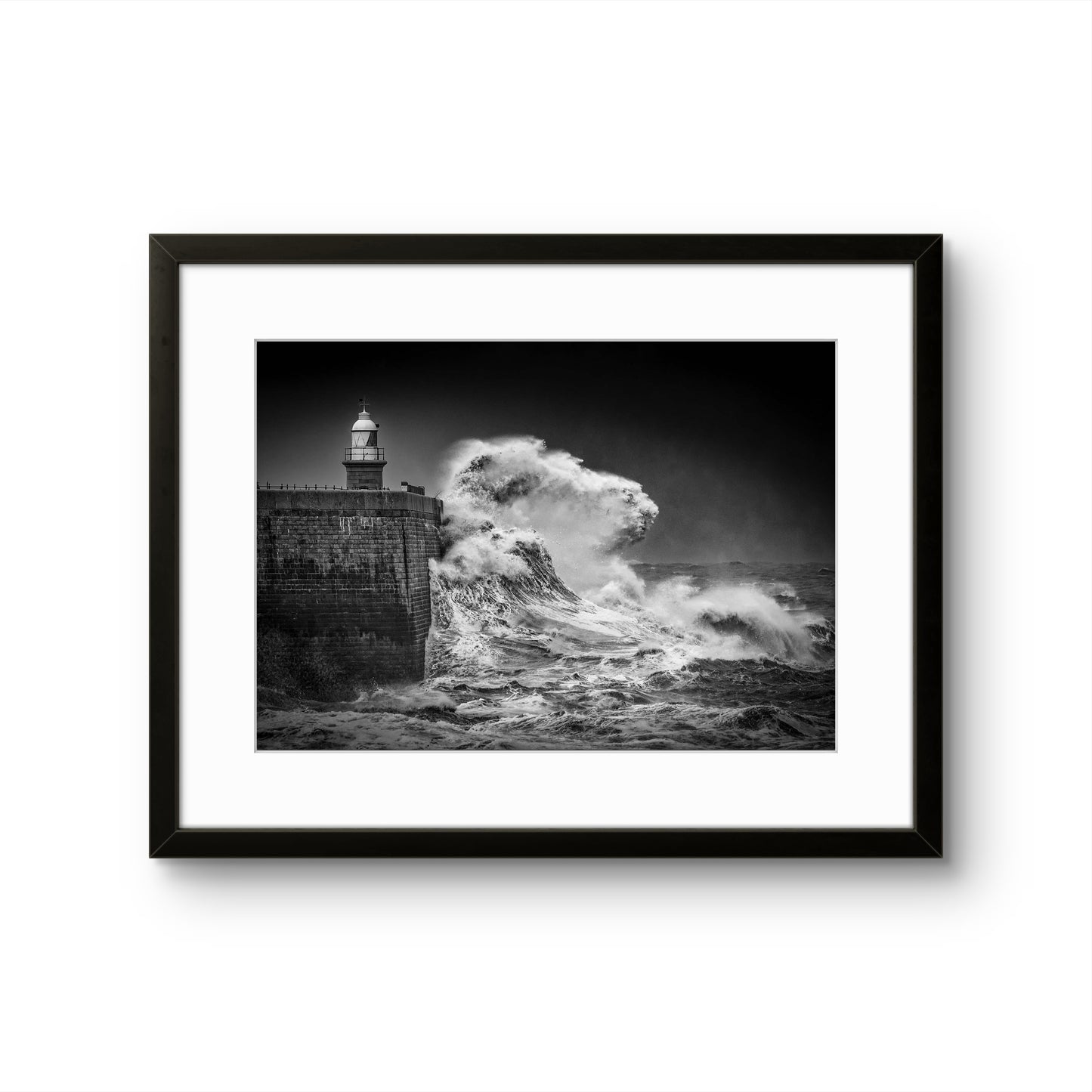 Storm Ciarán Waves and The Lighthouse Black & White, Mk.3
