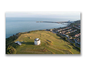 An aerial View of the Martello Tower and East Cliff