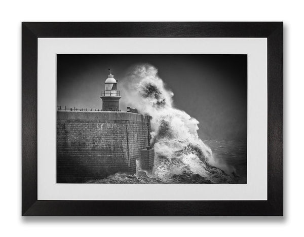 Storm Ciarán Waves and The Lighthouse Black & White