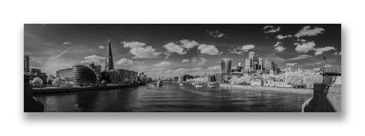 Panoramic view of the London skyline from Tower Bridge